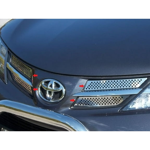 Stainless Steel Grille Accent 4Pc Fits 2013-2015 Toyota Rav4 SG13180 QAA