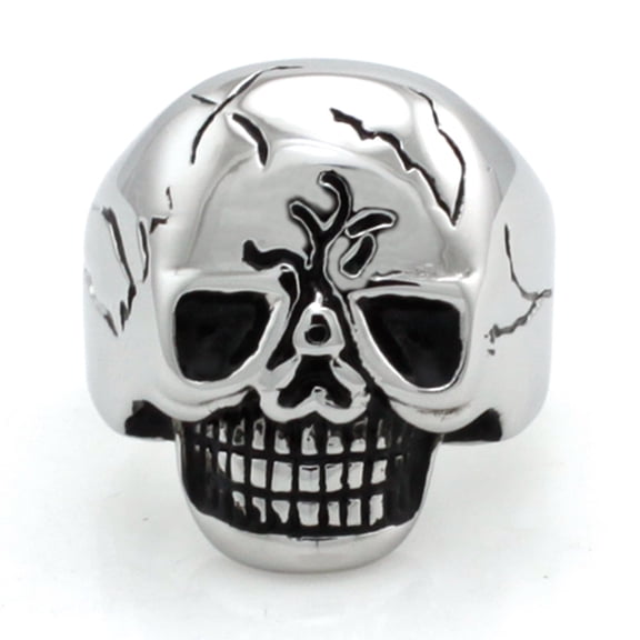 Tioneer Stainless Steel Grinning Skull Biker Style Ring