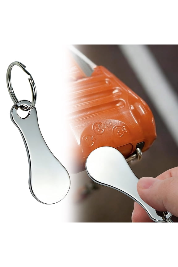 Stainless Steel Grocery Cart Key - Coin Holder Keychain for European & American Trolleys, Quarter Substitute, Shopping Carts, 1 Pack