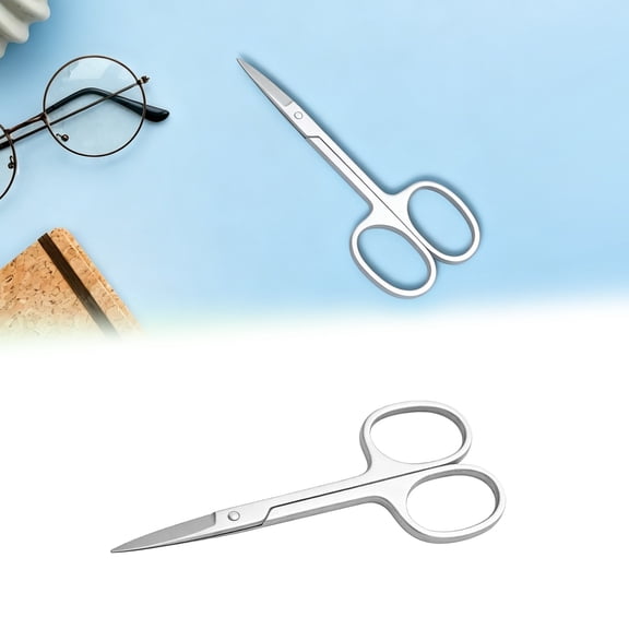 Stainless Steel Grooming Scissors, Small Shears for Eyebrows Nose and Beard, Silver