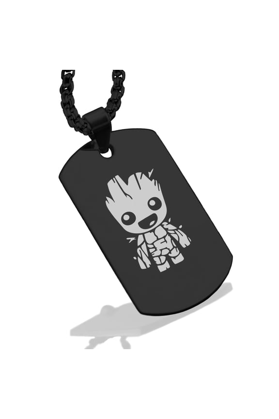 Stainless Steel Groot Dog Tag Pendant Necklace