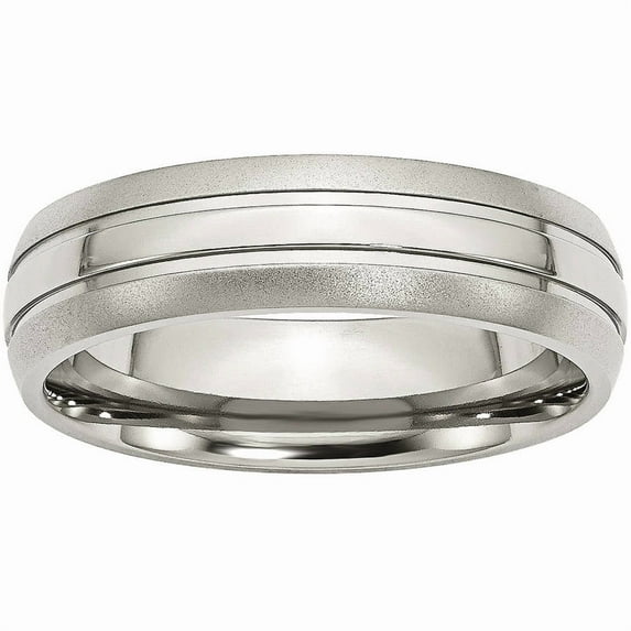 Stainless Steel Grooved 6mm Brushed and Polished Band