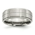 thumbnail image 1 of Stainless Steel Grooved 8mm Brushed/Polished Ridged Edge Band Size: 7; for Adults and Teens; for Women and Men, 1 of 6