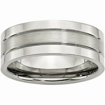 Stainless Steel Grooved 8mm Satin and Polished Band