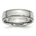 thumbnail image 1 of Stainless Steel Grooved and Bead Charmed 6mm Polished Band Ring - Size 6, 1 of 2