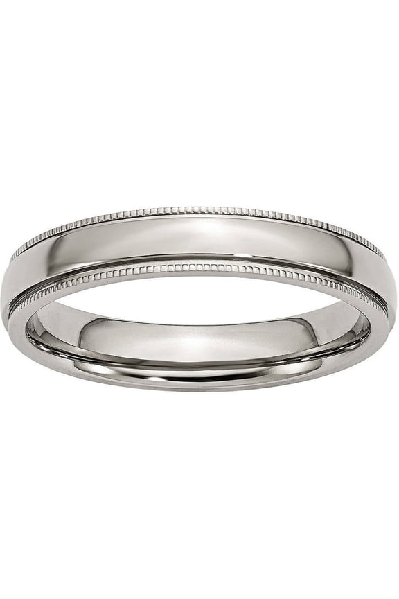 Stainless Steel Grooved and Beaded 4mm Polished Band