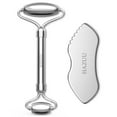 thumbnail image 1 of Stainless Steel Gua Sha & Face Rollers, 2Pcs Facial Massage Tools, Guasha Tool for Face Eyes Neck, 1 of 10