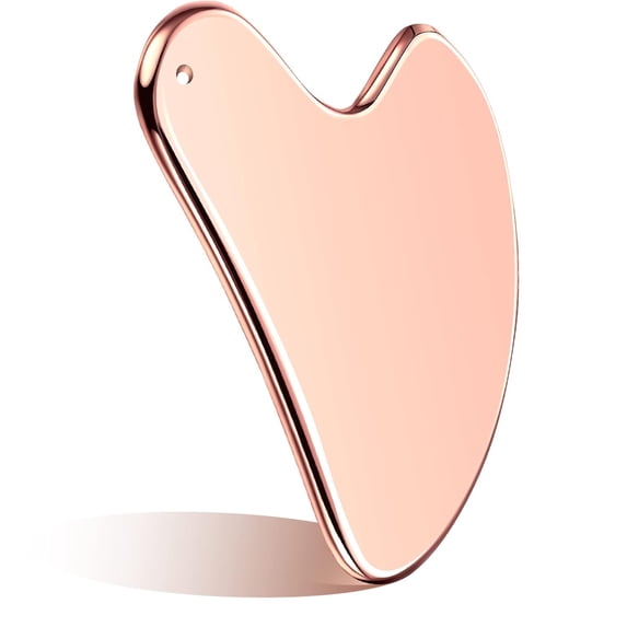 Stainless Steel Gua Sha Facial Tools Guasha for Face Metal Gua Sha Tighten Skin Massage Guasha Beauty Tool for Body Eyes Neck Massager with Travel Pouch Skin Care Gifts (Pink)