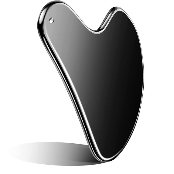 Stainless Steel Gua Sha Facial Tools Guasha for Face Metal Gua Sha Tighten Skin Massage Guasha Beauty Tool for Body Eyes Neck Massager with Travel Pouch Skin Care Gifts (Black)
