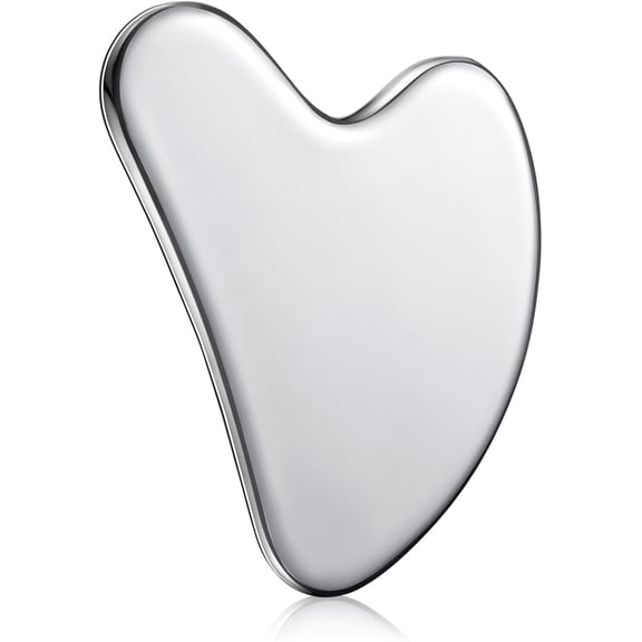Stainless Steel Gua Sha Facial Tools Metal Guasha Tool for Face Body Jawline Shaper, Double Chin Reducer, Puffiness Reducing, Lymphatic Drainage Massager Skin Care Gift with Pouch(Silver)