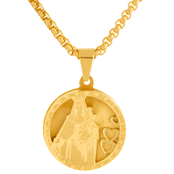 Stainless Steel Guadalupe Virgin Mary Pendant with Box Chain 24" SCP 163 G