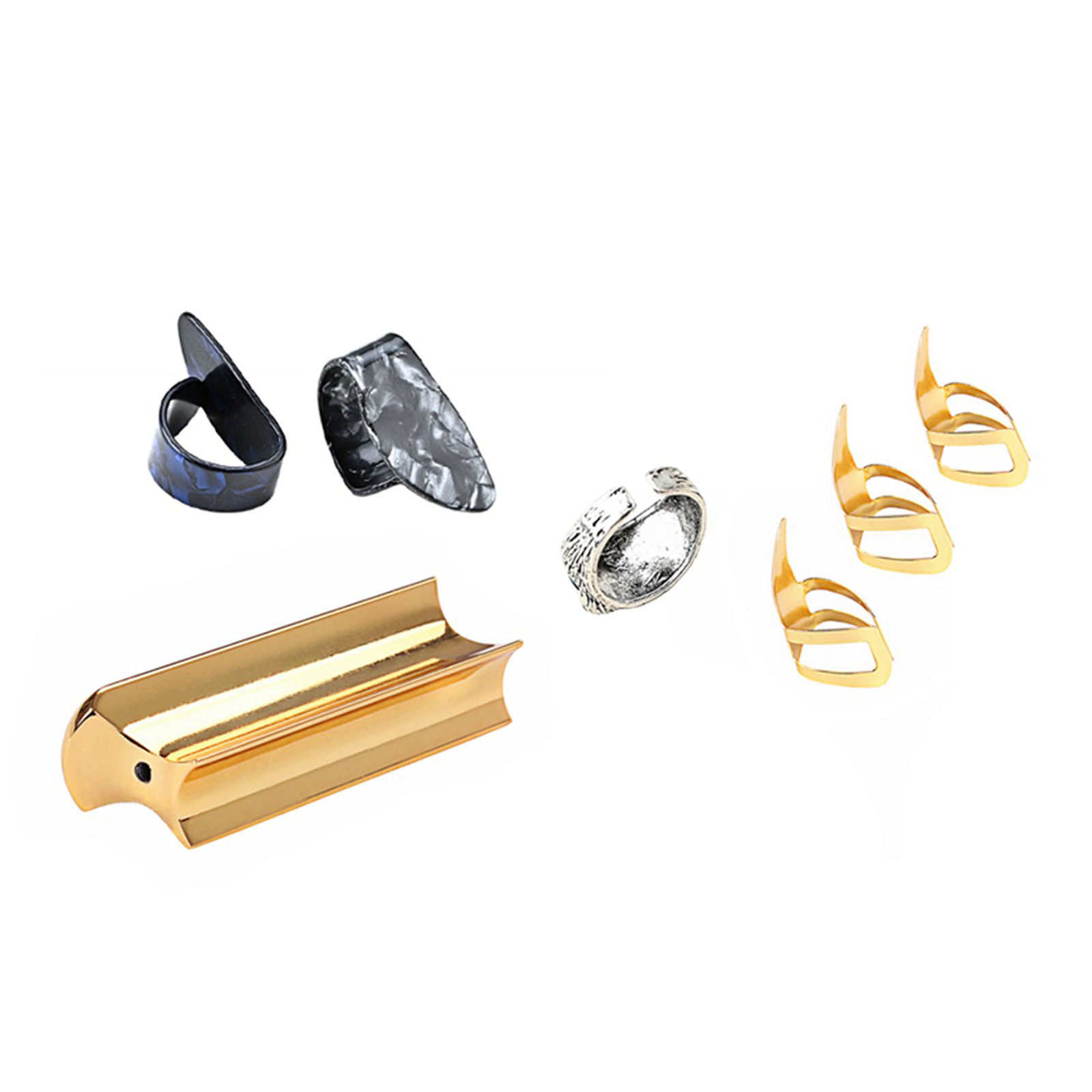 6PCS Stainless Steel Guitar Slide Kit - Includes Slide Bar, Thumb & Finger Picks For Lap Steel, Hawaiian, Electric & Folk Guitar Players