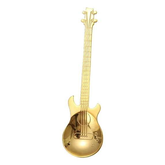 Stainless Steel Guitar Spoons Coffee Tea Spoon Flatware Drinking Tools, 1Pc Creative Guitar - Shaped Spoon With Unique Musical Instrument Design For Coffee Tea And Beverages,