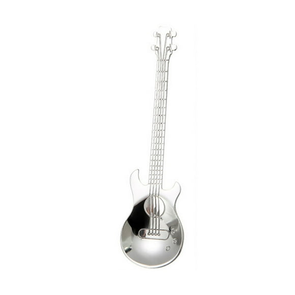 Stainless Steel Guitar Spoons Rainbow Coffee Tea Spoon Flatware Drinking Tools round Dining Set Table And 4 Chairs