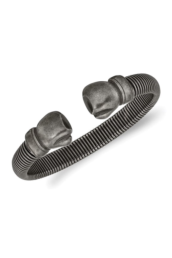 Gem & Harmony Stainless Steel Gun Metal Boxing Gloves Cuff Bangle Bracelet for Men
