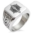 thumbnail image 1 of Stainless Steel Gungnir Odin's Spear Viking Norse Geometric Pattern Biker Style Polished Ring, 1 of 1