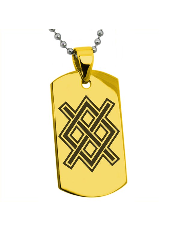 Stainless Steel Gungnir Rune Viking Norse Engraved Dog Tag Pendant Necklace