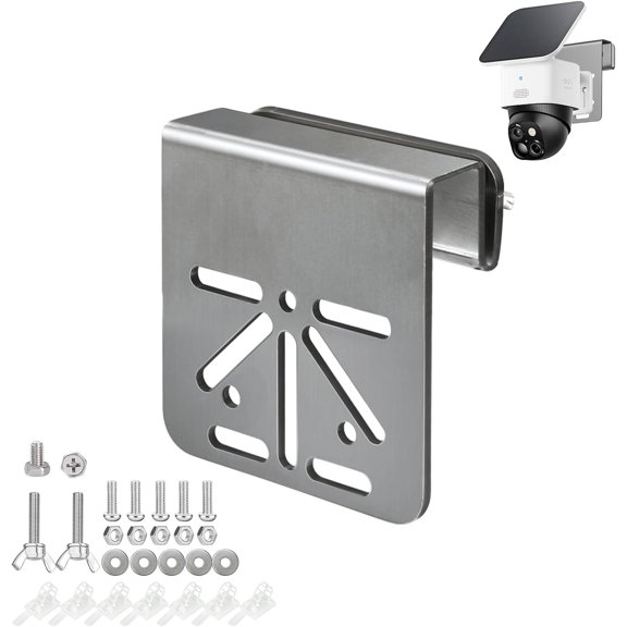 Stainless Steel Gutter Mount for Eufy Security SoloCam S340 | Bracket for Solar Security Camera Holder Anti-Rust Screws, No Drill Installation Compatible with IP PTZ Dome Cameras