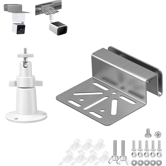 Stainless Steel Gutter Mount for Outdoor Security Camera and Solar Panel, Adjustable Bracket with 360 Rotation, Weatherproof and Rustproof No Drill Installation with 1/4 Screw Thread