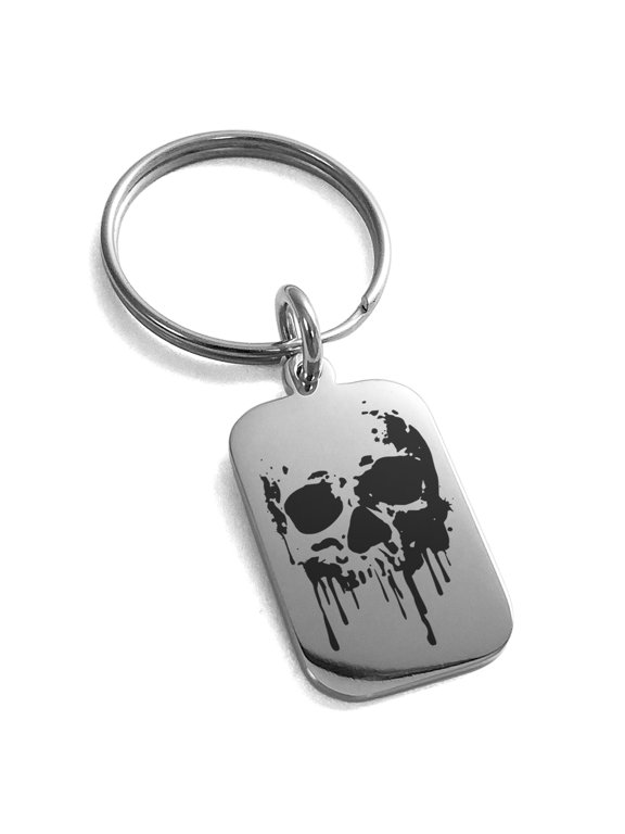 Stainless Steel Hades Greek God of Underworld Engraved Small Rectangle Dog Tag Charm Keychain Keyring