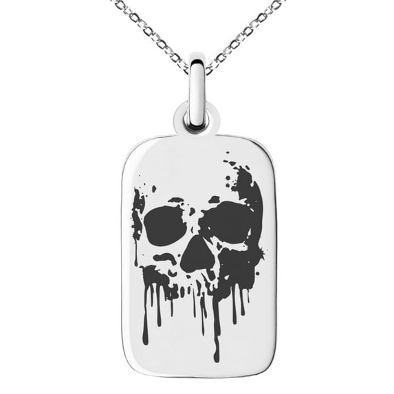 Tioneer Stainless Steel Hades Greek God of Underworld Engraved Small Rectangle Dog Tag Charm Pendant Necklace
