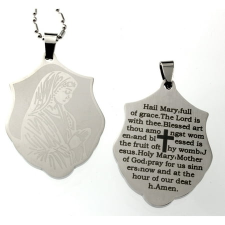 Stainless Steel Hail Mary Prayer Pendant Necklace