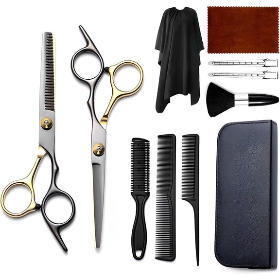 Stainless Steel Hairdressing Scissors for Home Use Flat-Tip Thinning Shears for Haircutting Complete Set of Haircutting Tools