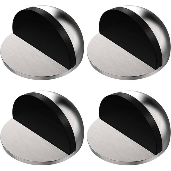 Stainless Steel Half Dome Door Stopper for Noise Reduction, Brushed Nickel Finish Floor Mounted Door Stoppers, Easy Installation with 3M Adhesive Tapes for Bedroom, Bathroom,