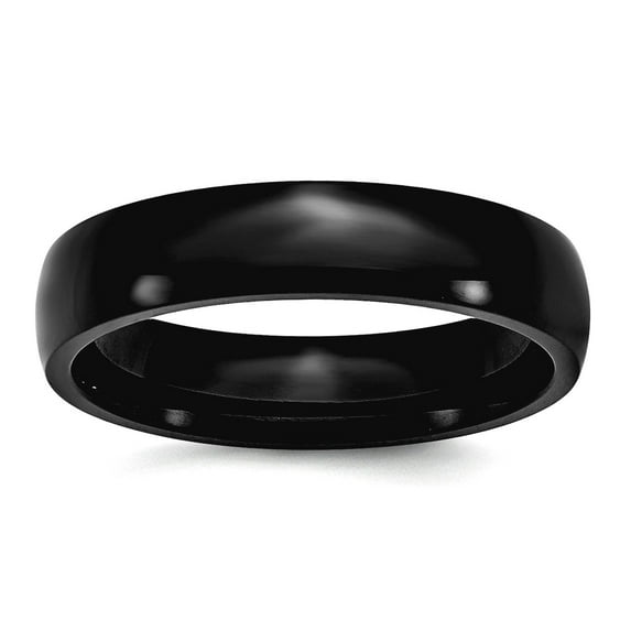 Stainless Steel Half Round 5mm Black Ip Plated Polished Band Ring Size 7 Ring for Women and Men