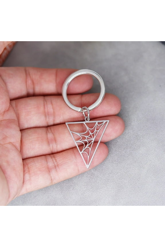 Stainless Steel Halloween Spider Web Keychain for Car Key Souvenir Gift Handbag Pendant Geometric Keyrings DIY Accessories