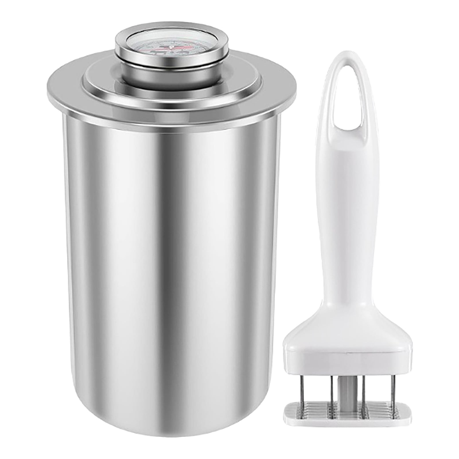 Stainless Steel Ham Maker, Large Capacity Round Meat Press for Homemade Lunch Meat, Includes Tender Meat Skewer Thermometer, Perfectly Shaped Deli Loaf Cooker