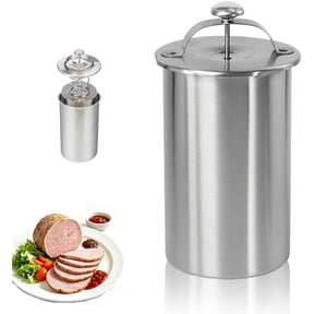 Stainless Steel Ham Maker Meat Press with Thermometer,Homemade Lunch Meat Maker Mold with Spring-Loaded Platen for Cold Cuts, Meatloaf, and Sandwich Making