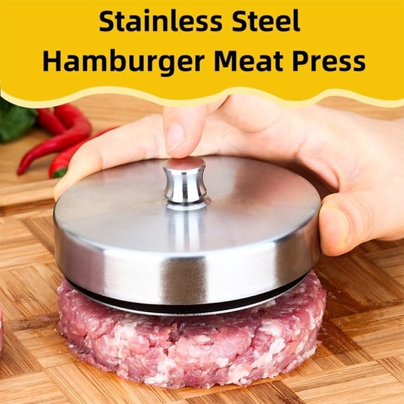 Stainless Steel Hamburger Meat Press, Non-Stick Stainless Steel Burger Smasher,The Brushed Stainless Steel Surfaces Minimizes Food Sticking ,for Kitchen Cooking,Grilling
