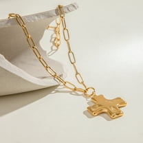 Stainless Steel Hammered Cross Pendant Necklace