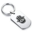 thumbnail image 1 of Stainless Steel Hamsa Good Luck Charm Dog Tag Keychain Circle Ring, 1 of 2