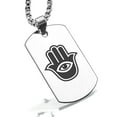 thumbnail image 1 of Stainless Steel Hamsa Good Luck Charm Dog Tag Pendant Necklace, 1 of 3