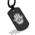 thumbnail image 1 of Stainless Steel Hamsa Good Luck Charm Dog Tag Pendant Necklace, 1 of 3