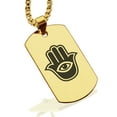 thumbnail image 1 of Stainless Steel Hamsa Good Luck Charm Dog Tag Pendant Necklace, 1 of 3