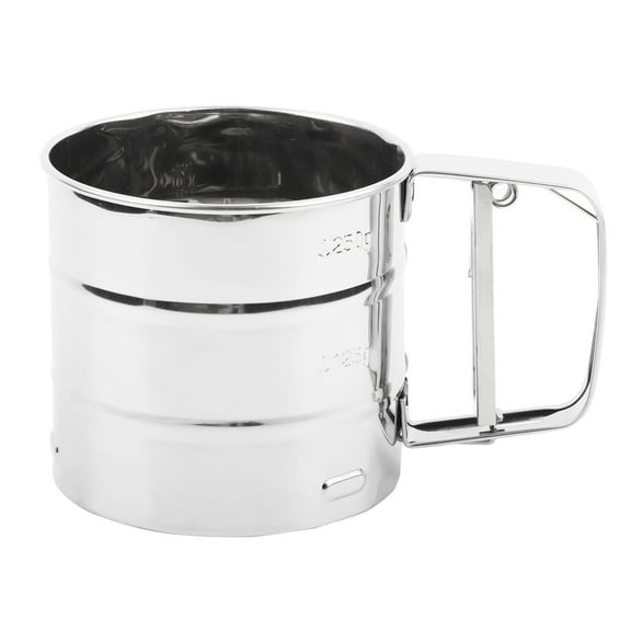 Stainless Steel Hand Crank Flour Sifter - Manual Sieve for Baking