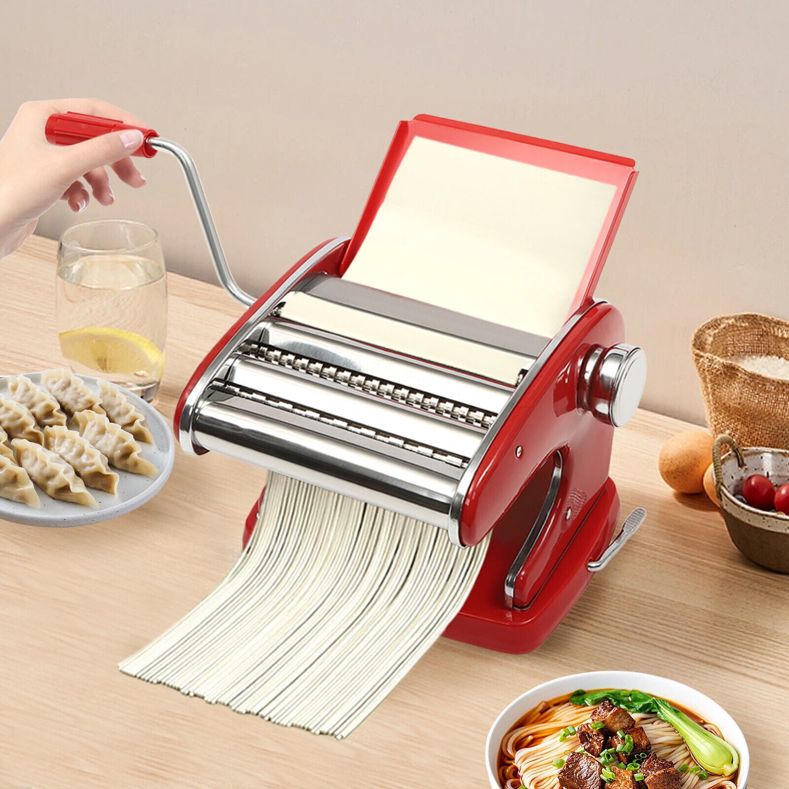 Stainless Steel Hand Crank Pasta Maker Machine Hand Roll Home Noodle