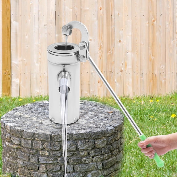 Stainless Steel Hand Pump for Well, Manual Water Pump with 26.25ft Suction Lift, Rustproof Deep Well Hand Pump for Outdoor Garden Emergency, Easy Operation