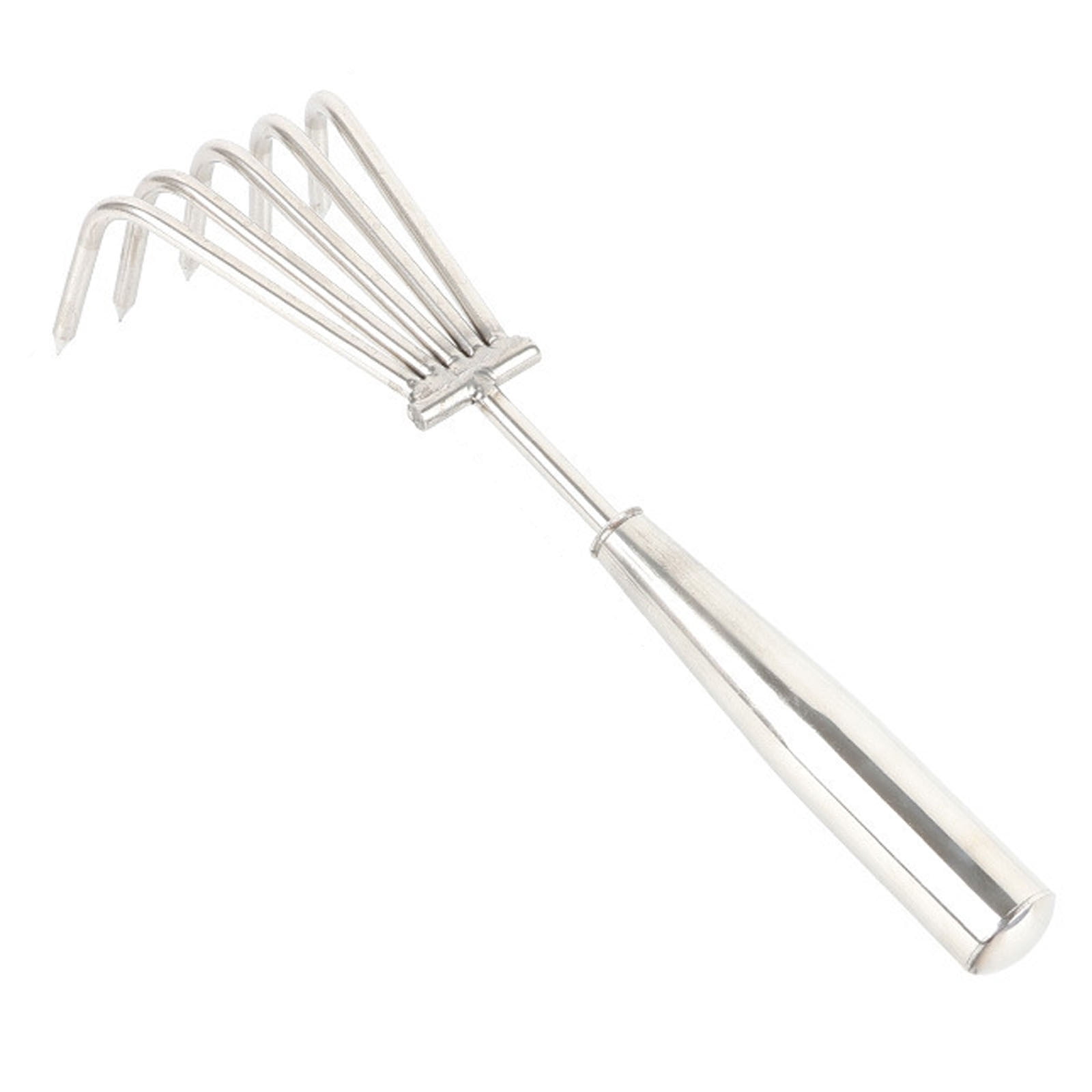 Stainless Steel Hand Rake - 5-Claw Heavy Duty Garden Cultivator with Ergonomic Handle, Soil Tiller and Weeding Tool for Gardening, Cultivating, Loosening Soil and Spreading Mulch