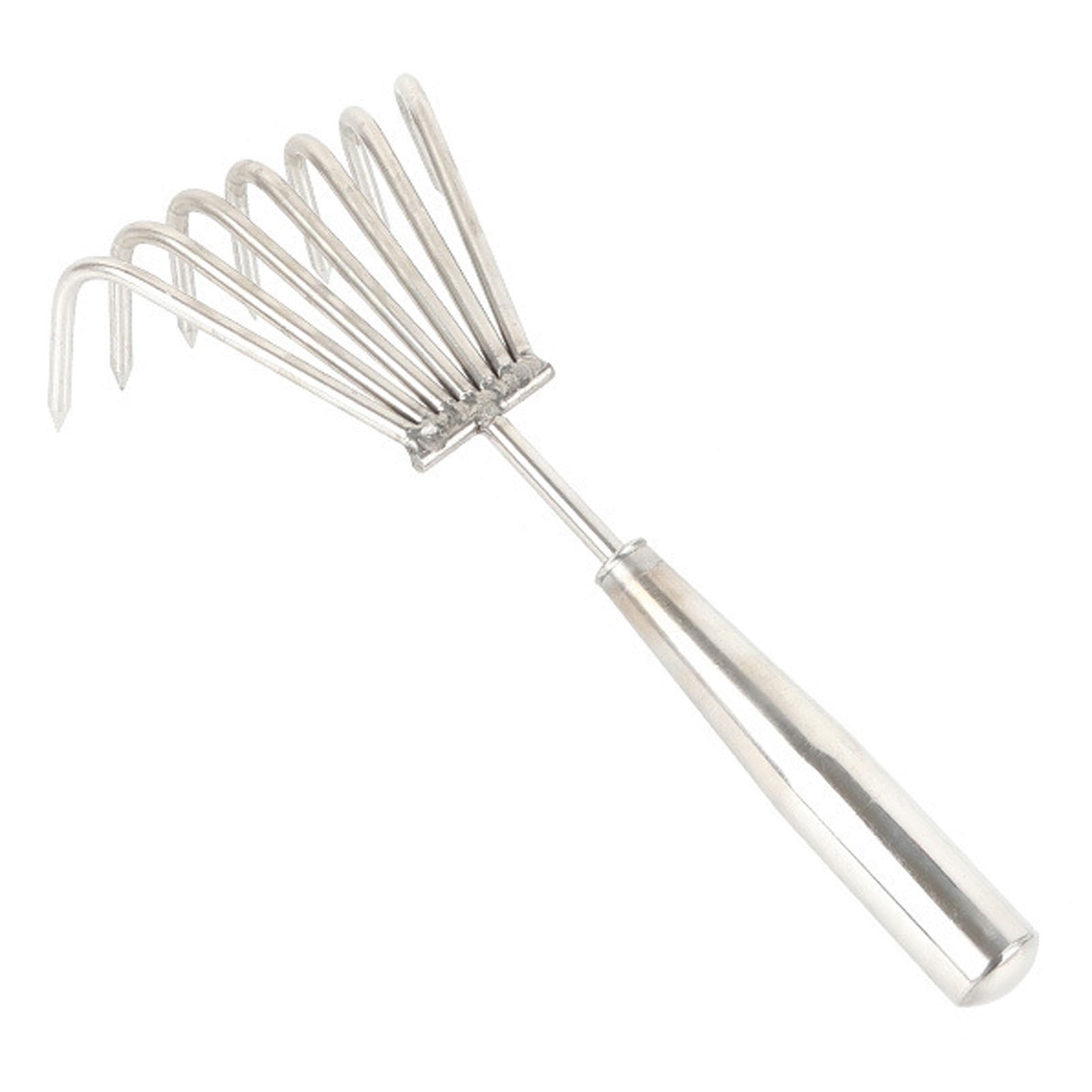 Stainless Steel Hand Rake - 7-Claw Heavy Duty Garden Cultivator with Ergonomic Handle, Soil Tiller and Weeding Tool for Gardening, Cultivating, Loosening Soil and Spreading Mulch