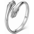 thumbnail image 1 of Stainless Steel Hand Style Hug Embrace Statement Promise Anniversary Ring, 1 of 3