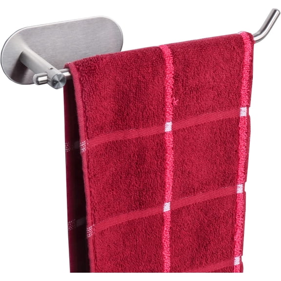 Stainless Steel Hand Towel Rod, No Drilling Stick on Wall Bar, Strong Self Adhesive Rack/Hanger for Bathroom Kitchen (Brushed Nickel)