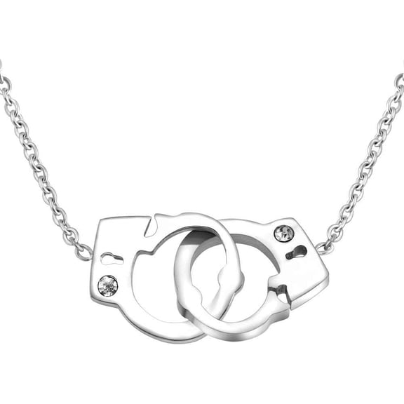 Stainless Steel Handcuff Infinity Interlocking Circle Collar Statement Necklace