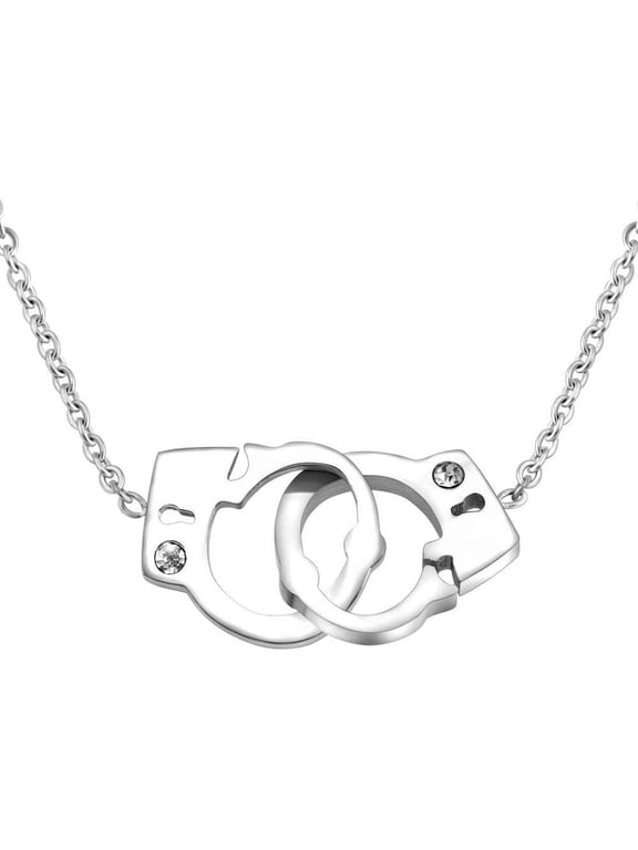 Stainless Steel Handcuff Infinity Interlocking Circle Collar Statement Necklace