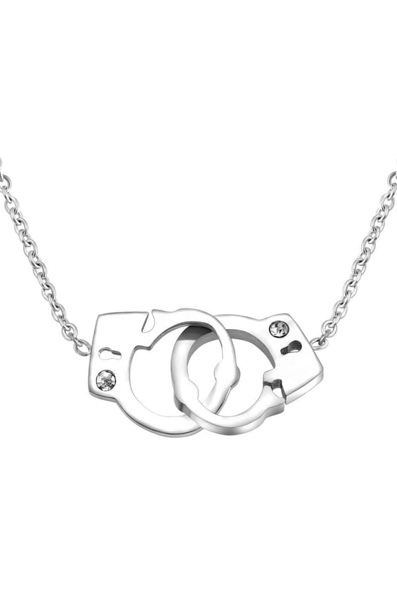 Stainless Steel Handcuff Infinity Interlocking Circle Collar Statement Necklace