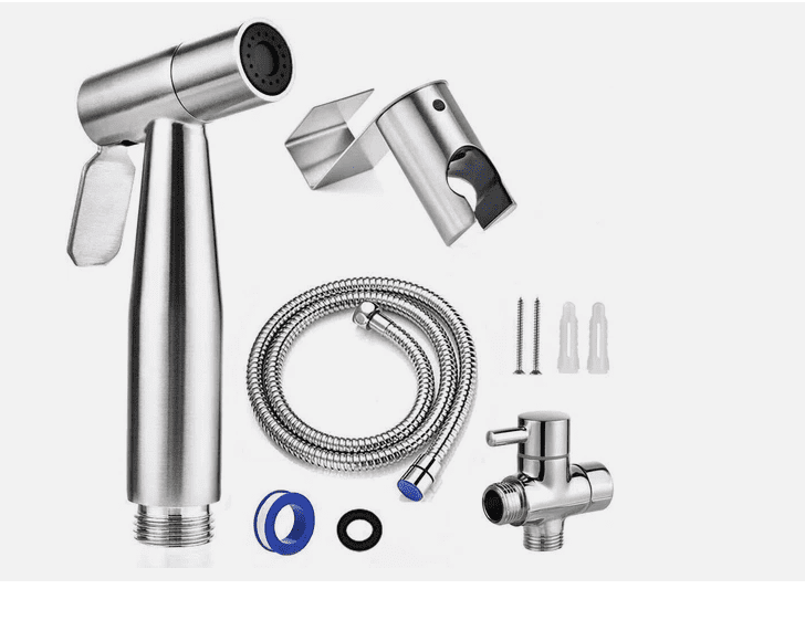 Stainless Steel Handheld Bidet Sprayer with Shattaf Adapter Hose, Toilet Spray Shower Head