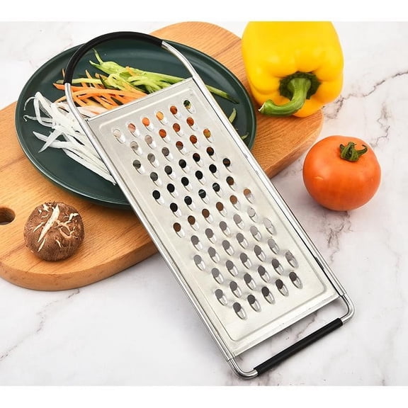 Stainless Steel Handheld Cheese Grater - Flat Coarse Grater with Handle Kitchen for Vegetables, Potato, Carrot, Butter and Cheese